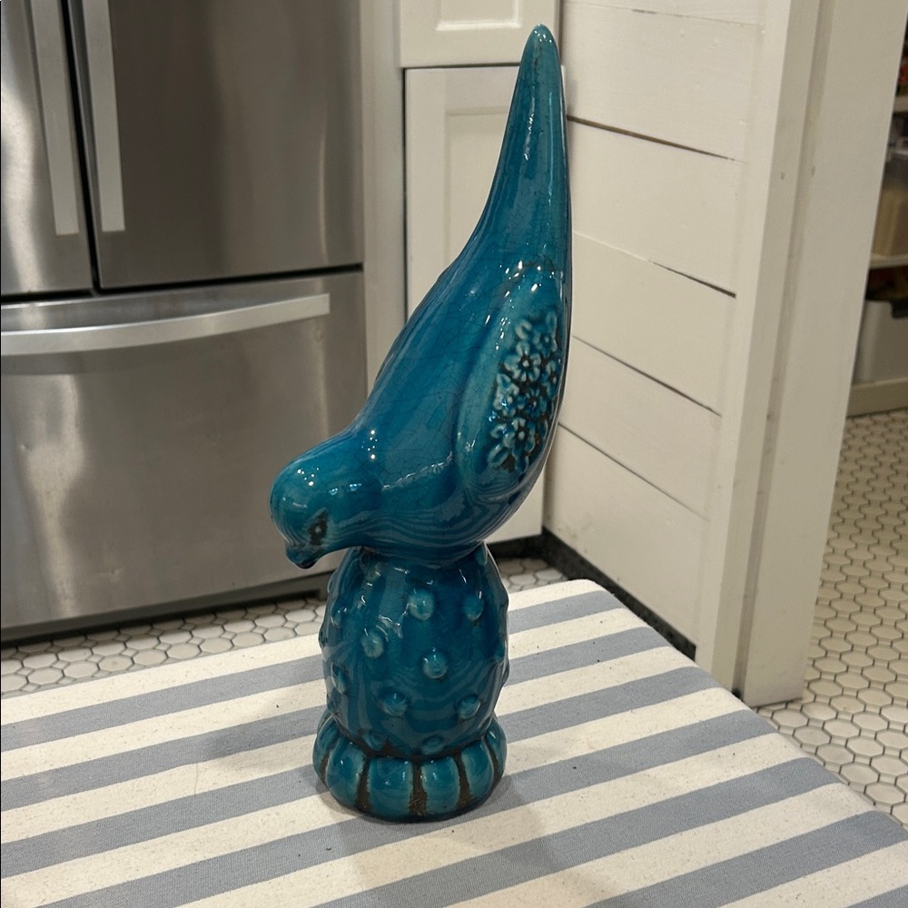Vintage Teal Bird Figurine